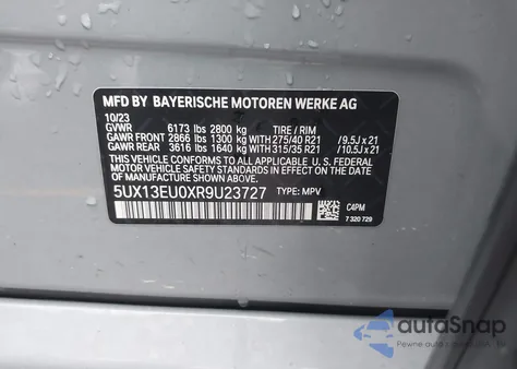 2024 BMW X5 Sdrive40I z USA, uszkodzony, nr VIN 5UX13EU0XR9U23727